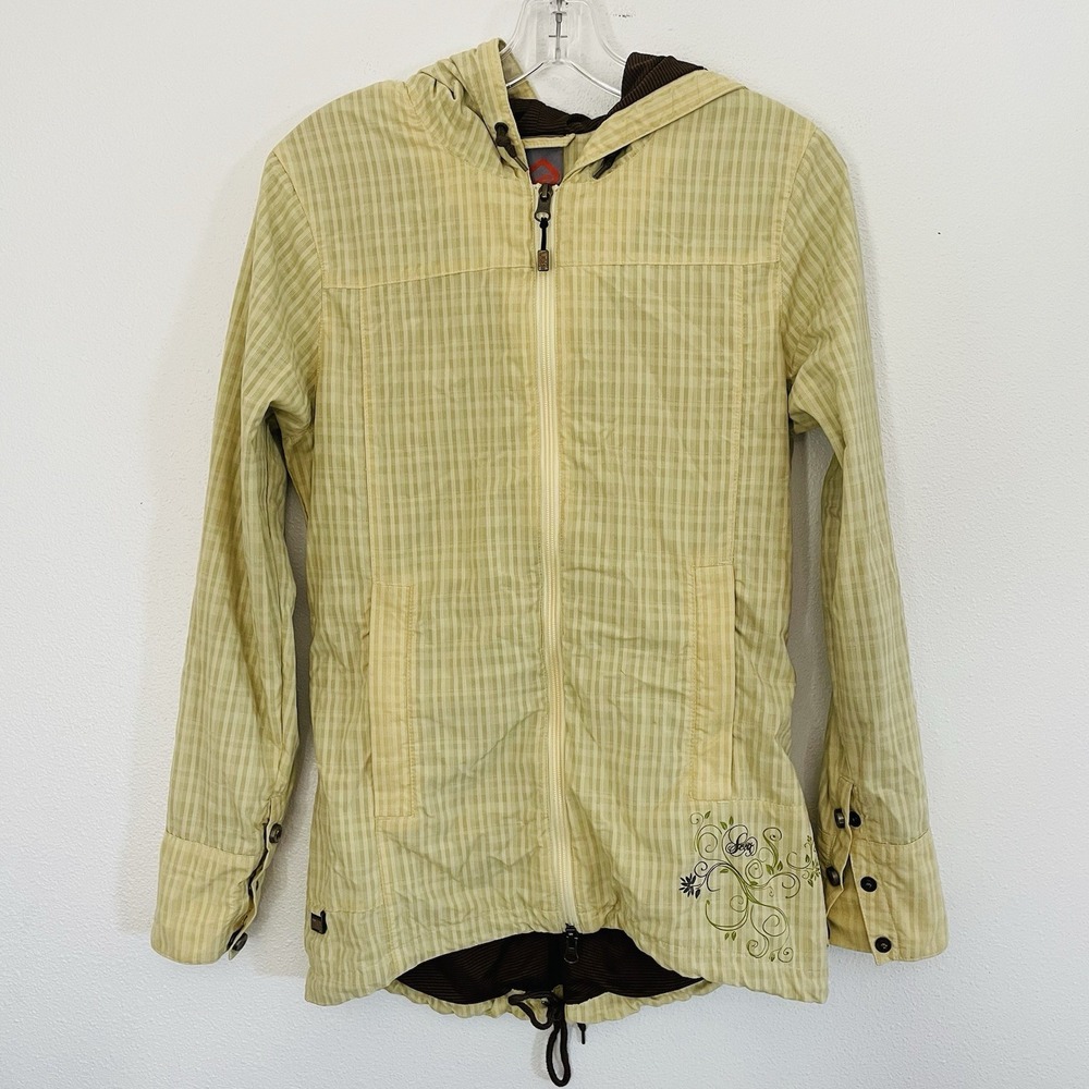 Vtg SCOTT Jacket Y2K Yellow Plaid‎ Feminine Hood Snowboard Ski Mesh Lined Medium